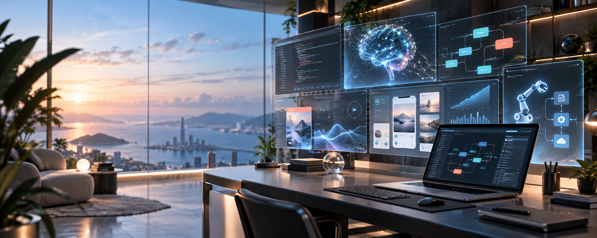 Modern AI automation and software engineering workspace